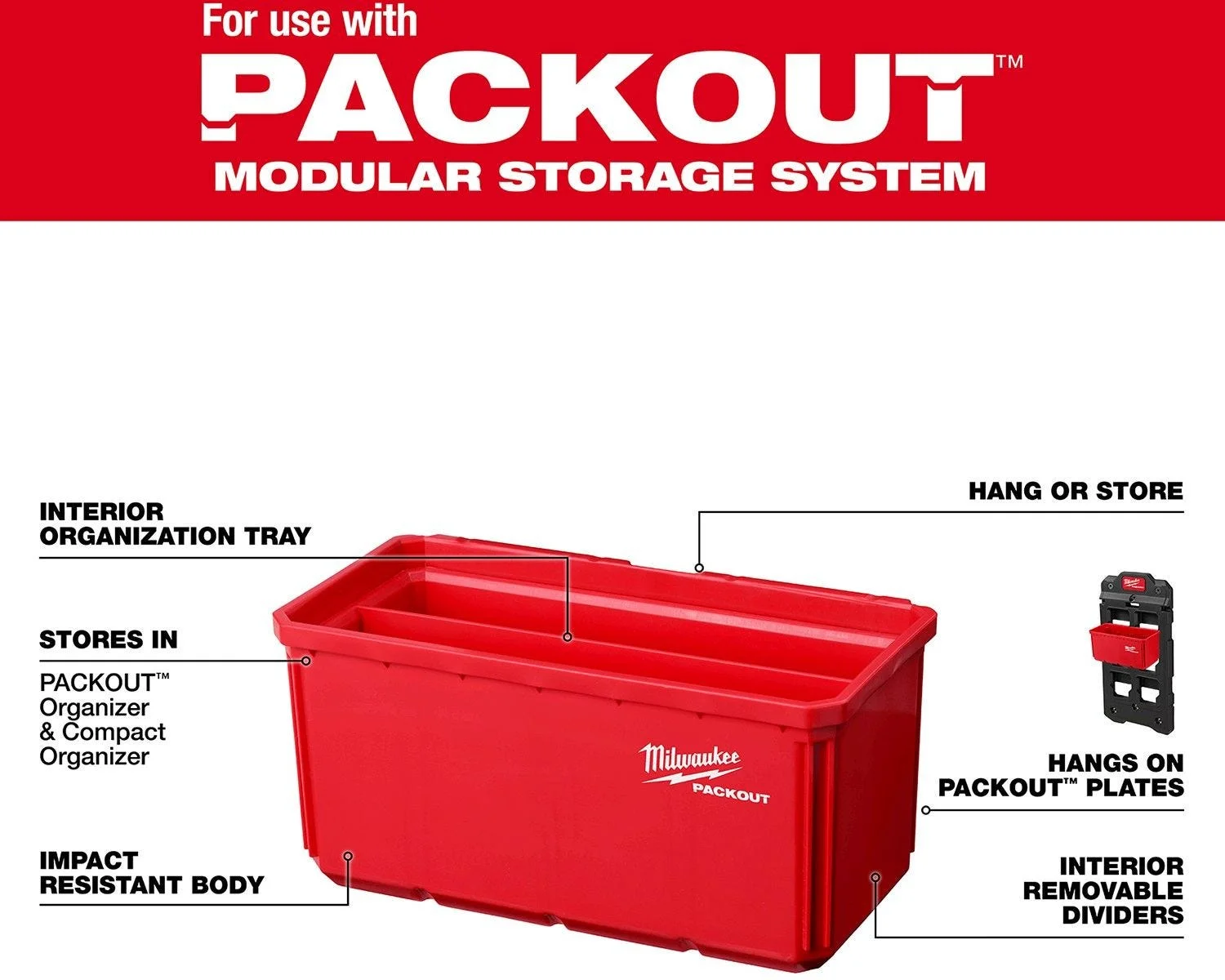 Large Bin Set cho PACKOUT Shop Storage System, 2-Pack 48-22-8063