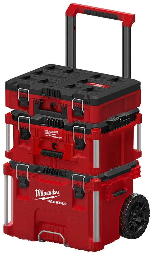 Milwaukee 3-Piece PACKOUT Rolling Thùng Đồ Nghề + Large Thùng Đồ Nghề + Small Thùng Đồ Nghề Set 48-22-8427-48-22-8425-48-22-8424