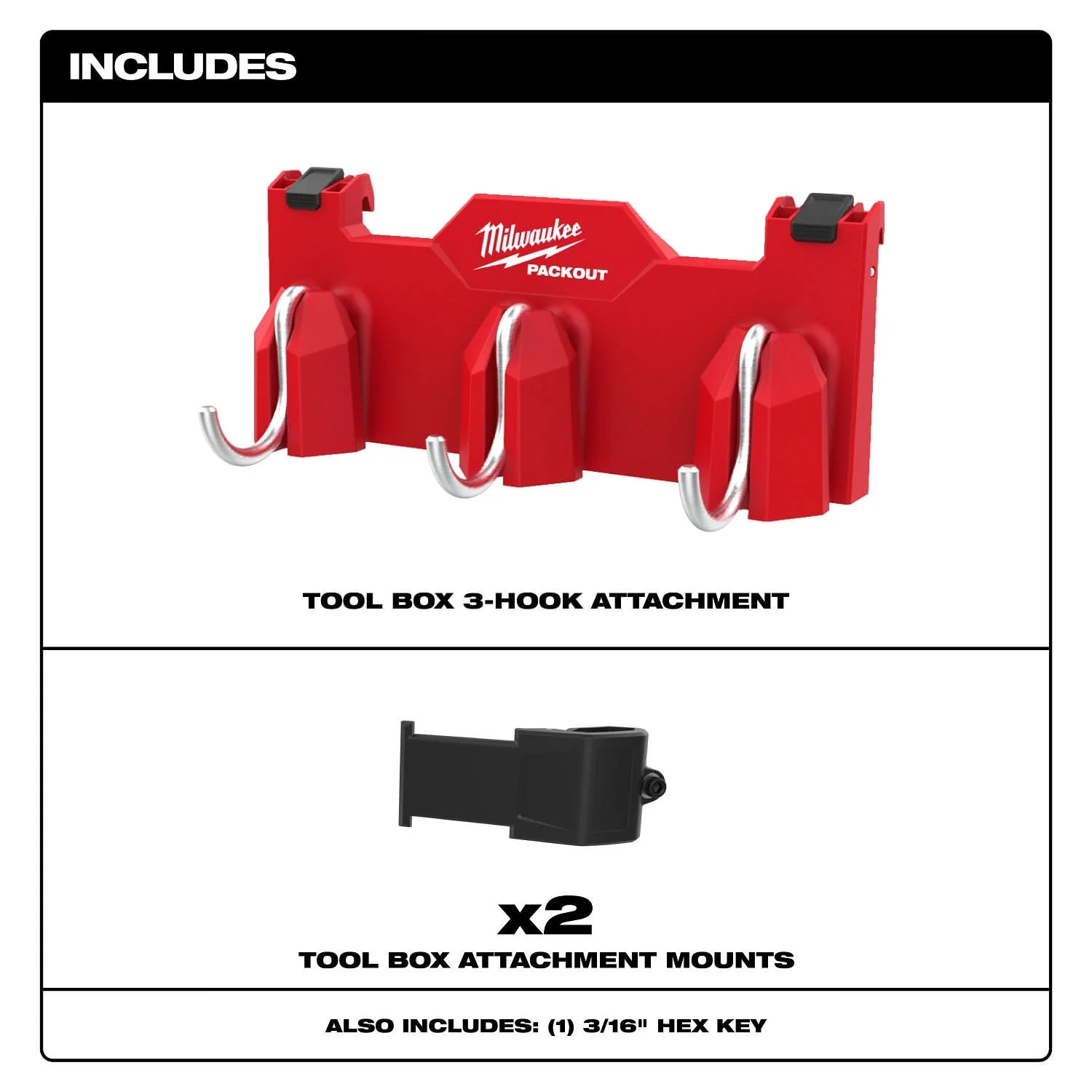 PACKOUT Thùng Đồ Nghề 3-Móc Attachment 48-22-8606